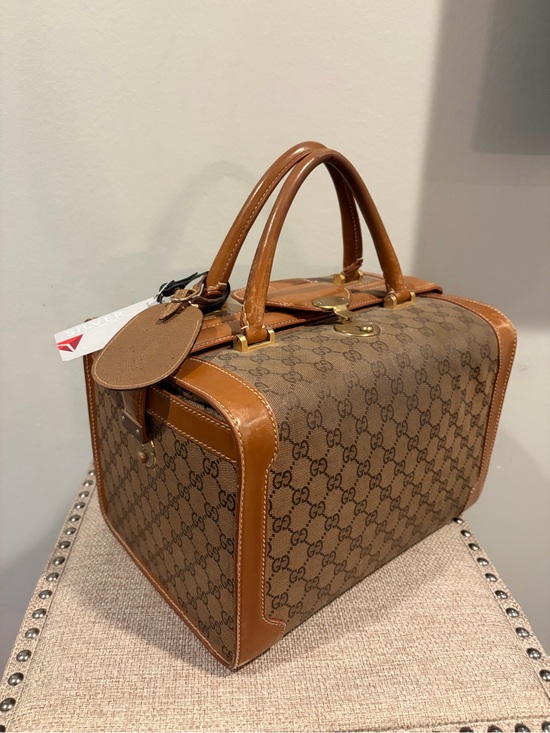 Gucci Handbags - Vintage Gucci Brown Monogram Top-Handle Train Case 90s